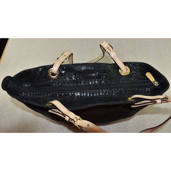 Michael Kors Womens Phyton Black Glossy Leather Patent Snakeskin Shoulder Bag - Picture 8 of 16